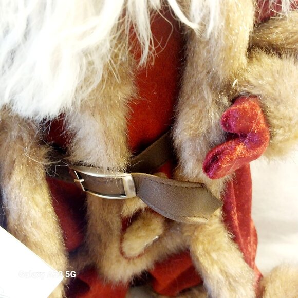 Handcrafted Santa Claus Decor With Faux Fur & Velvet Standing Holiday Figure San - Picture 5 of 11